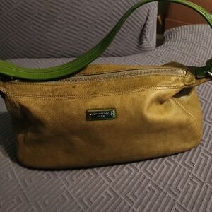 Kate Spade Green and Gold Shoulder Bag with Canvas Finish